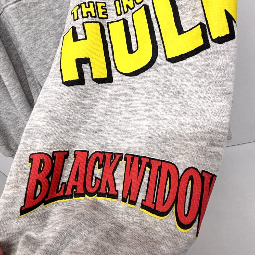 Marvel Comics Gray Hooded Sweatshirt with Graphics on Arms Men's Size Large - Picture 7 of 8